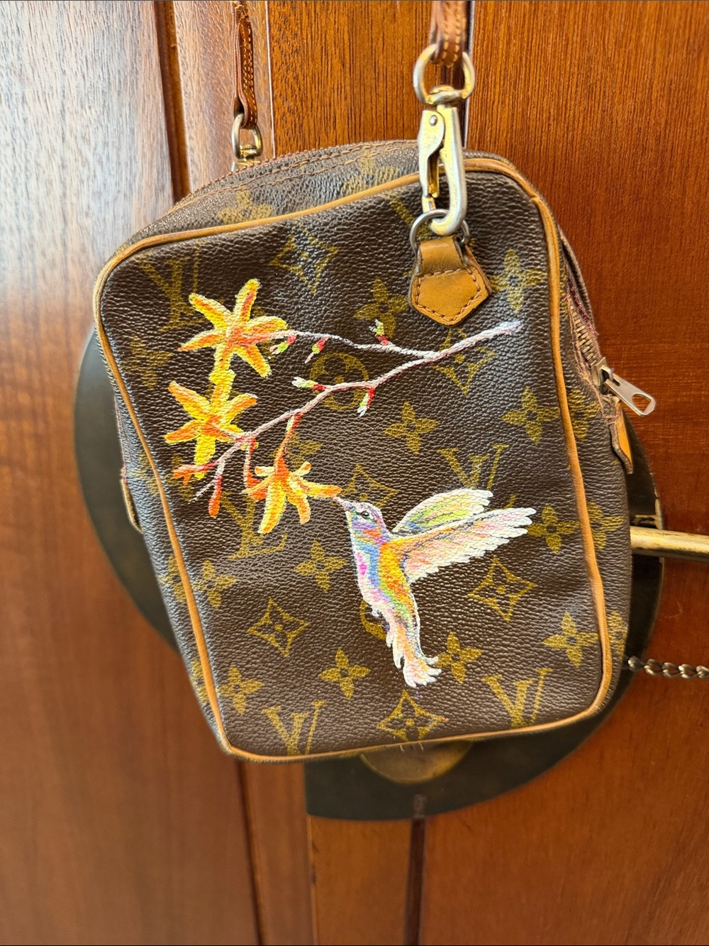 Louis Vuitton Brown Monogram Crossbody Bag with Hummingbird Print One of a Kind